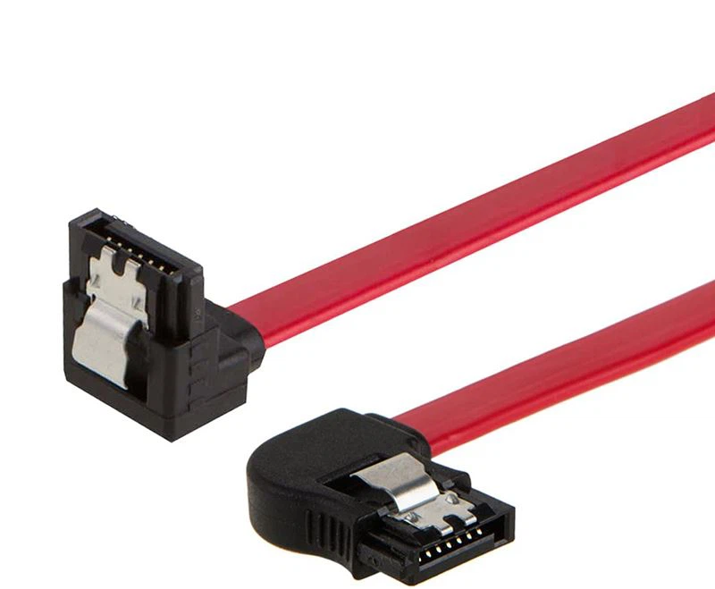 SATA Angle Down 7 Pin I Ongl Chwith SATA 3.0 Cable Gyda Latch Ar Gyfer Gyrian...